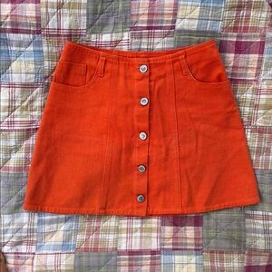 RARE Vintage “Authentic Selena Jeans” Button Down Orange Mini Skirt